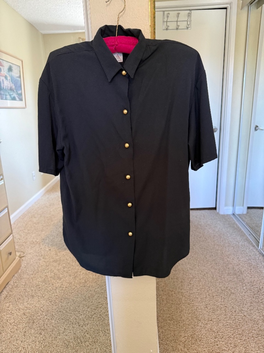 Vintage Black Shirt with Gold Buttons